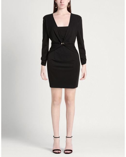 SIMONA CORSELLINI Black Mini Dress Polyester, Elastane