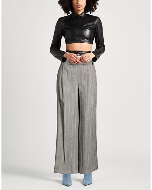 MSGM Gray Pants Virgin Wool, Cotton
