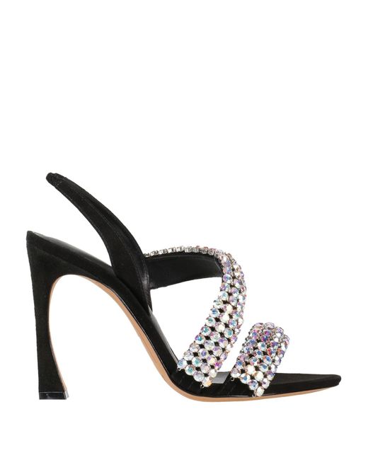 Alexandre Birman Black Crystal-Embellished Leather Sandals