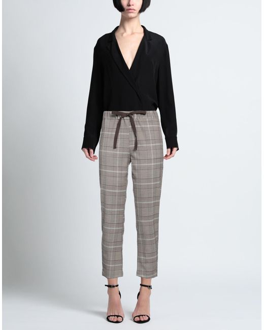 Semicouture Gray Pants Polyester, Virgin Wool, Elastane