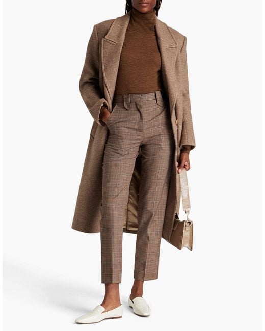 Sandro Natural Khaki Pants Polyester, Virgin Wool