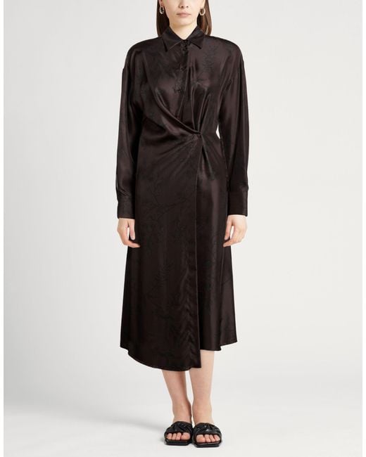 Alysi Black Crème Dark Midi Dress Silk