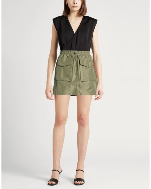 Moncler Green Military Mini Skirt Polyester, Cotton, Polyamide