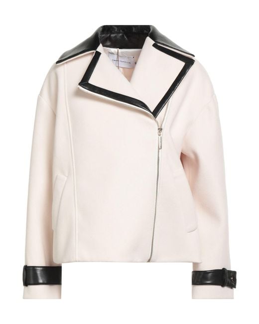 SIMONA CORSELLINI Natural Ivory Jacket Polyester, Viscose