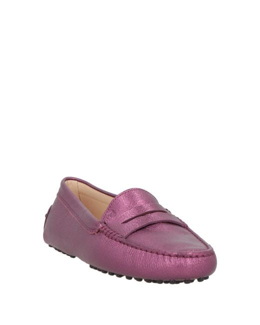 Tod's Purple Loafers Leather