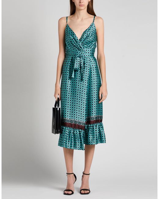 Sandro Green Midi Dress Polyester