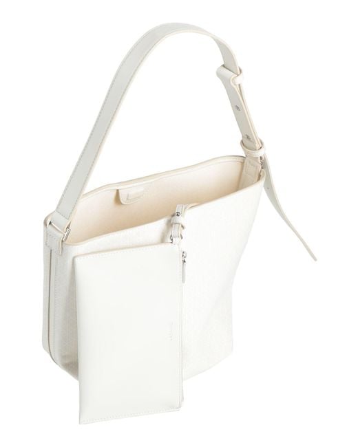 Calvin Klein White Cream Shoulder Bag Recycled Polyester, Polyurethane