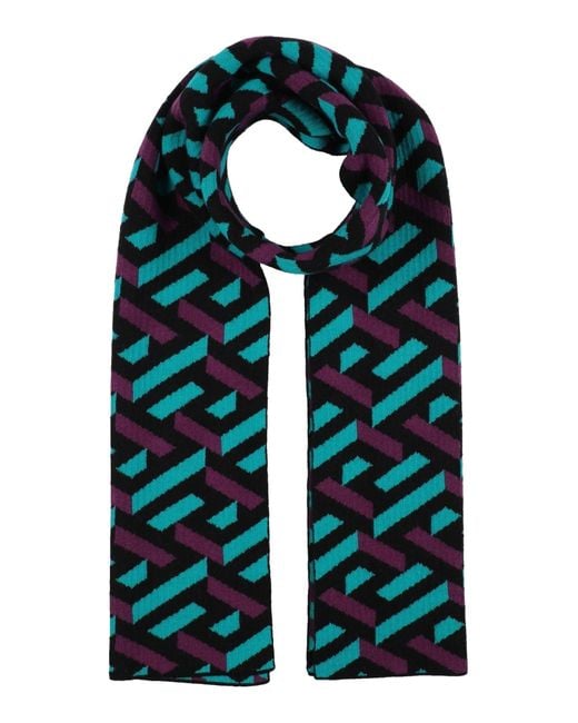 Versace Blue Scarf Wool, Elastane