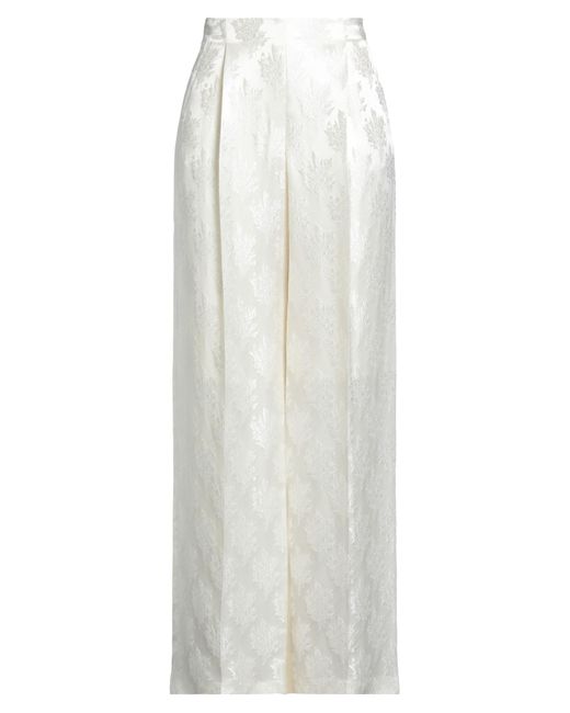 Fendi White Ivory Pants Silk, Viscose