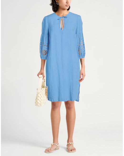 120% Lino Blue Midi Dress