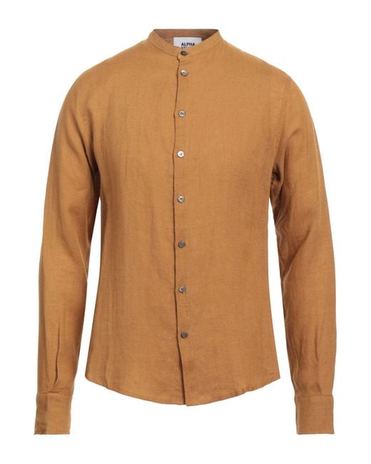Alpha Studio Brown Shirt Linen for men