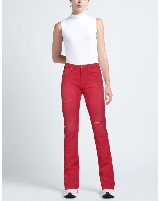 Victory Gate Red Jeans Cotton, Elastane