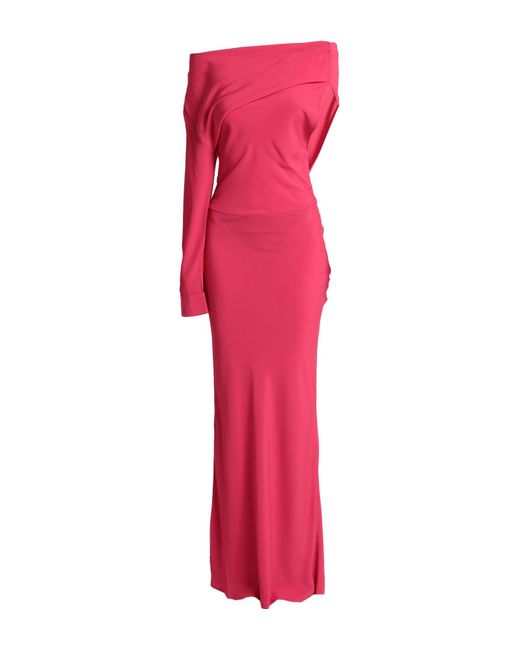 Semicouture Pink Fuchsia Maxi Dress Acetate, Silk