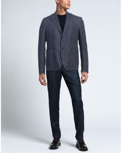 Luigi Borrelli Napoli Blue Blazer Linen, Virgin Wool for men
