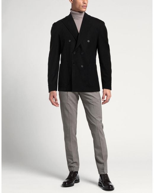 Alessandro Lamura Black Blazer Polyester, Viscose, Elastane for men