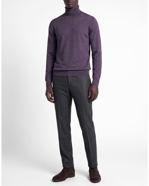 Gran Sasso Purple Turtleneck Virgin Wool, Silk for men