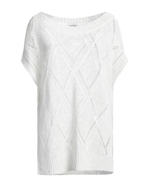 Dondup White Sweater Linen, Polyamide