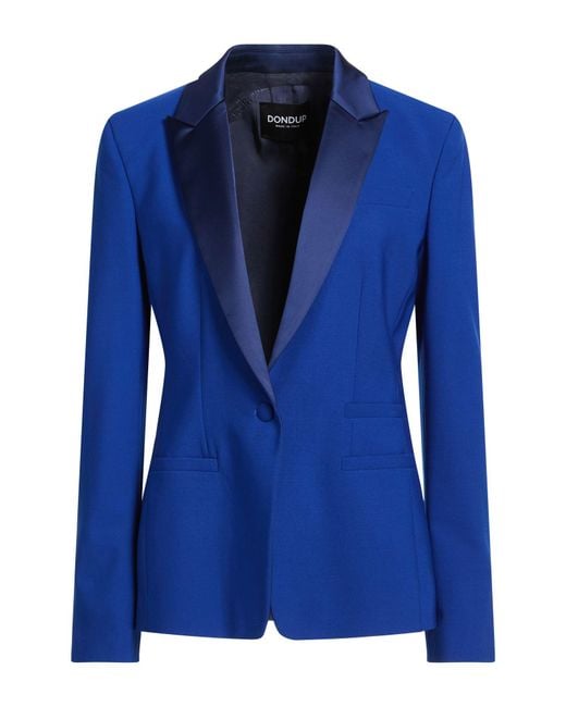 Dondup Blue Blazer Polyester, Virgin Wool, Elastane