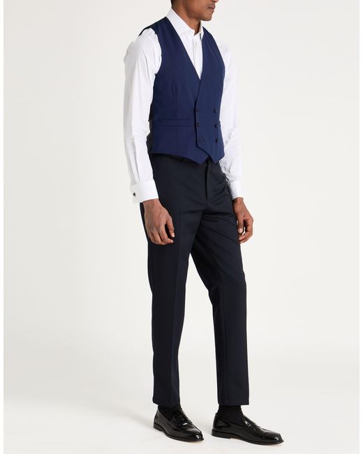 Lardini Blue Tailored Vest Wool, Elastane for men