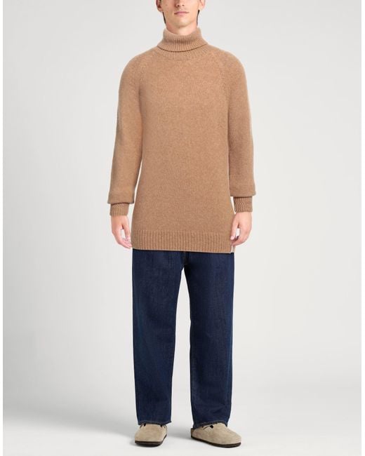 Brooksfield Brown Camel Turtleneck Wool, Polyamide for men