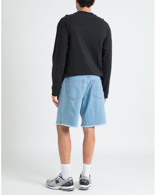 PAS DE MER Blue Denim Shorts for men