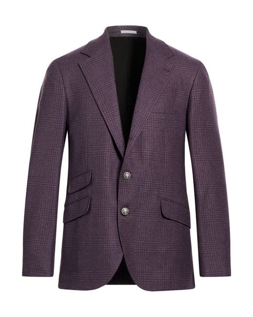Brunello Cucinelli Purple Plum Blazer Wool, Cashmere, Silk for men