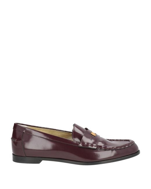 Ines De La Fressange Paris Purple Burgundy Loafers Leather