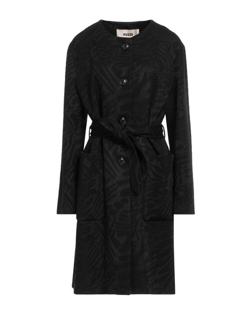 Fuzzi Black Overcoat & Trench Coat