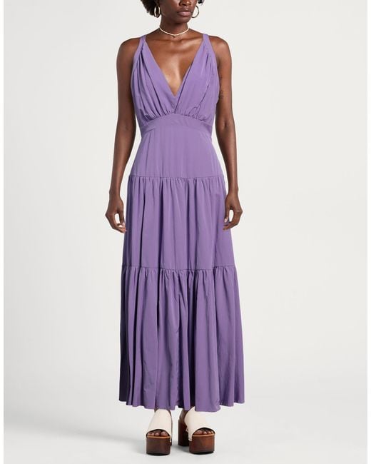 Manila Grace Purple Maxi Dress Polyester, Cotton
