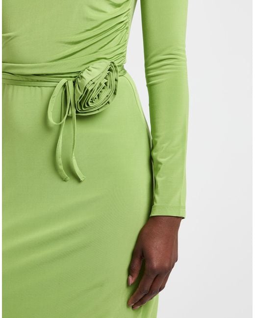 Marella Green Lime Midi Dress Viscose, Elastane