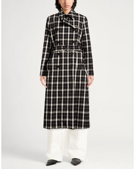 Department 5 Black Overcoat & Trench Coat Cotton, Wool, Polyester, Elastane