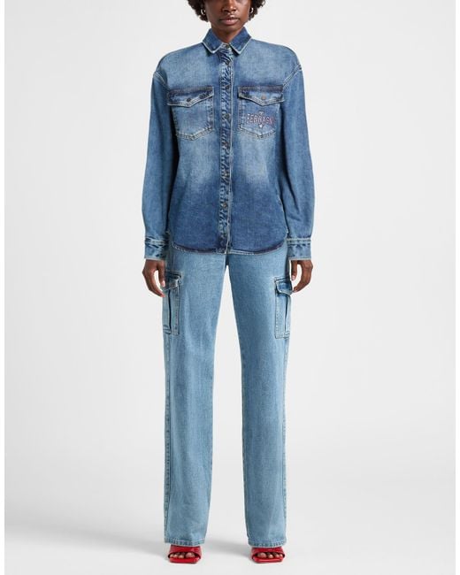 Chiara Ferragni Blue Denim Shirt Cotton, Elastane