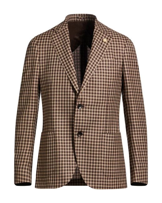Lardini Brown Blazer Wool, Silk for men