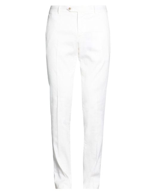 PT Torino White Pants Linen, Cotton, Elastane for men