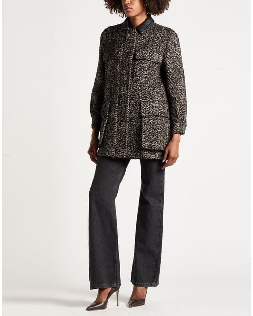 Max Mara Brown Coat Virgin Wool, Polyamide, Cow Leather
