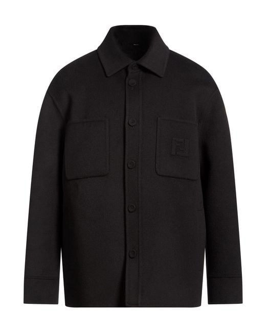 Fendi Black Coat Virgin Wool, Silk for men