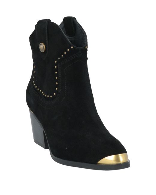 Just Cavalli Black Studded Suede Western Ankle Boots