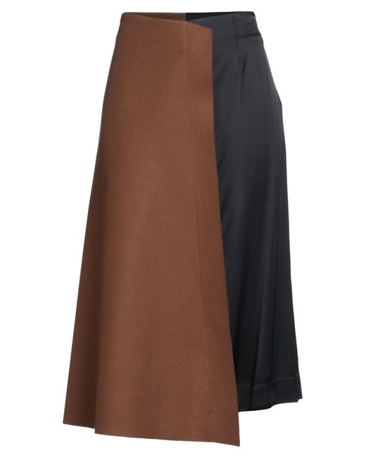 Plan C Brown Midi Skirt Wool, Viscose, Polyamide
