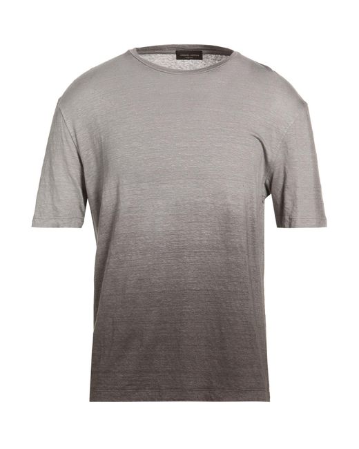 Roberto Collina Gray T-Shirt Linen, Elastane for men