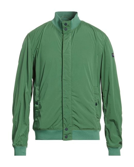 Paul & Shark Green Jacket Nylon, Elastane for men