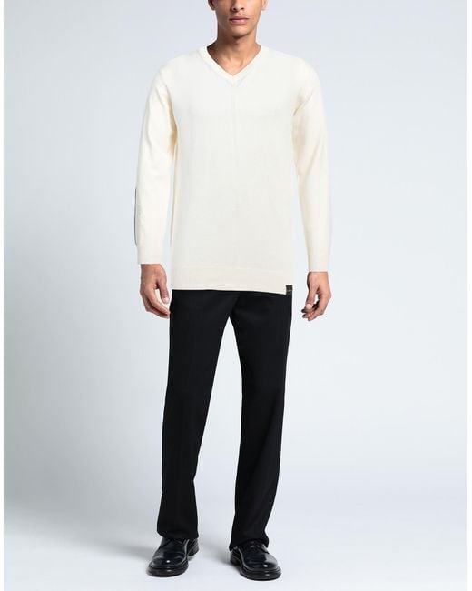 John Richmond White Cream Sweater Viscose, Nylon for men