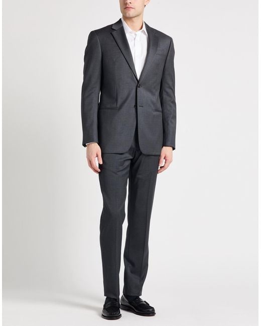 Emporio Armani Blue Suit Wool, Elastane for men