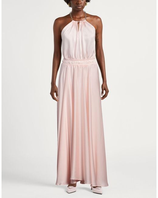 ViCOLO Pink Embellished Satin Halter Maxi Dress