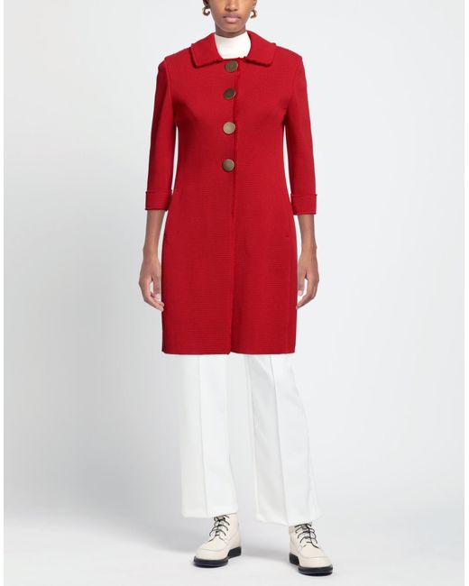 Charlott Red Overcoat & Trench Coat
