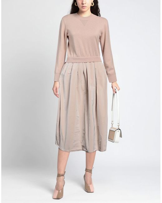 Peserico Pink Midi Dress Polyester, Metallic Fiber, Virgin Wool, Silk, Cashmere