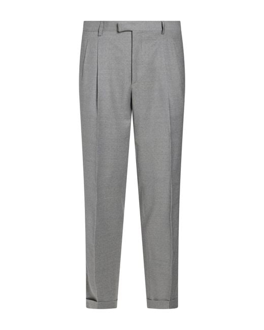 Paoloni Gray Light Pants Virgin Wool, Elastane for men