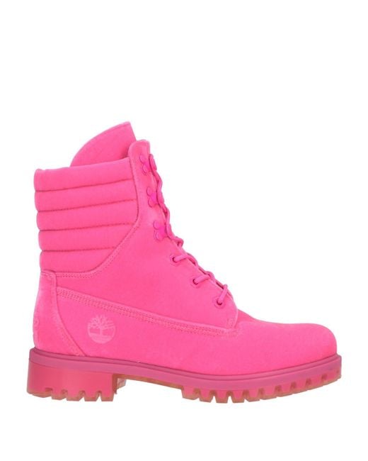 JIMMY CHOO X TIMBERLAND Pink Fuchsia Ankle Boots Textile Fibers