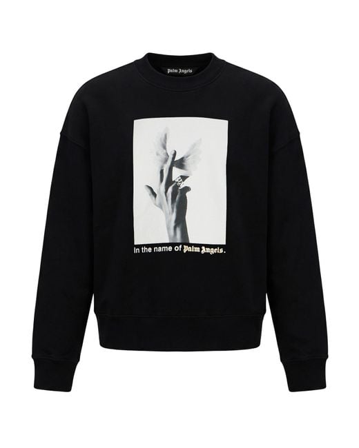 Palm Angels Black Sweatshirt Cotton for men