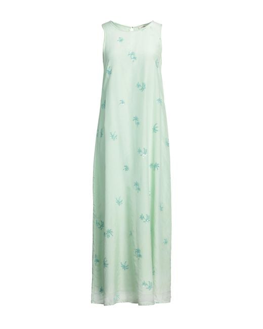 Ottod'Ame Green Maxi Dress Cotton, Polyester, Metallic Fiber