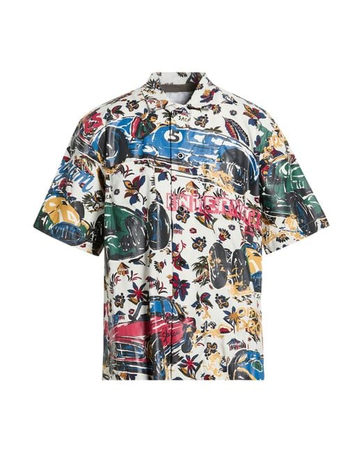 Sacai Blue Shirt Rayon, Cotton for men